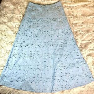 COMMENSE Eyelet Maxi Skirt Medium Blue New Without Tag